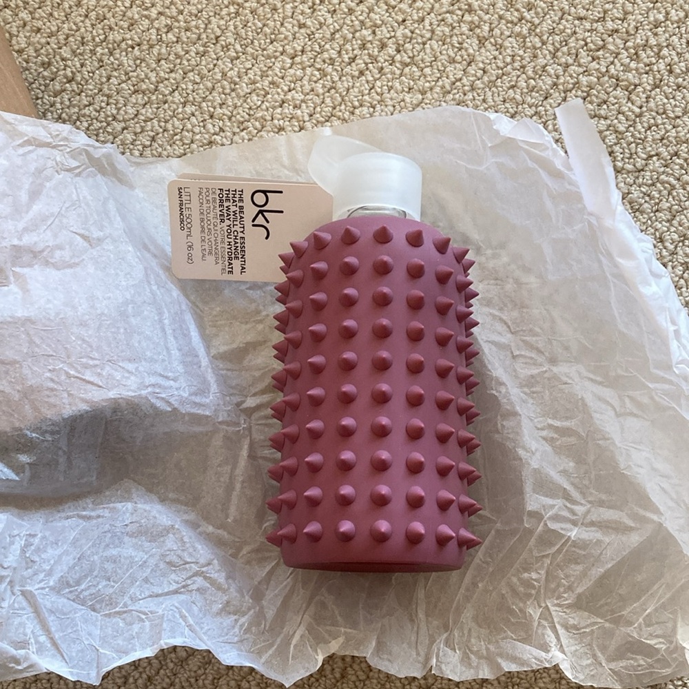 NEW Bkr Water Bottle Little Spiked Muse Mauve Purple 500 mL 16 oz Glass RARE NWT